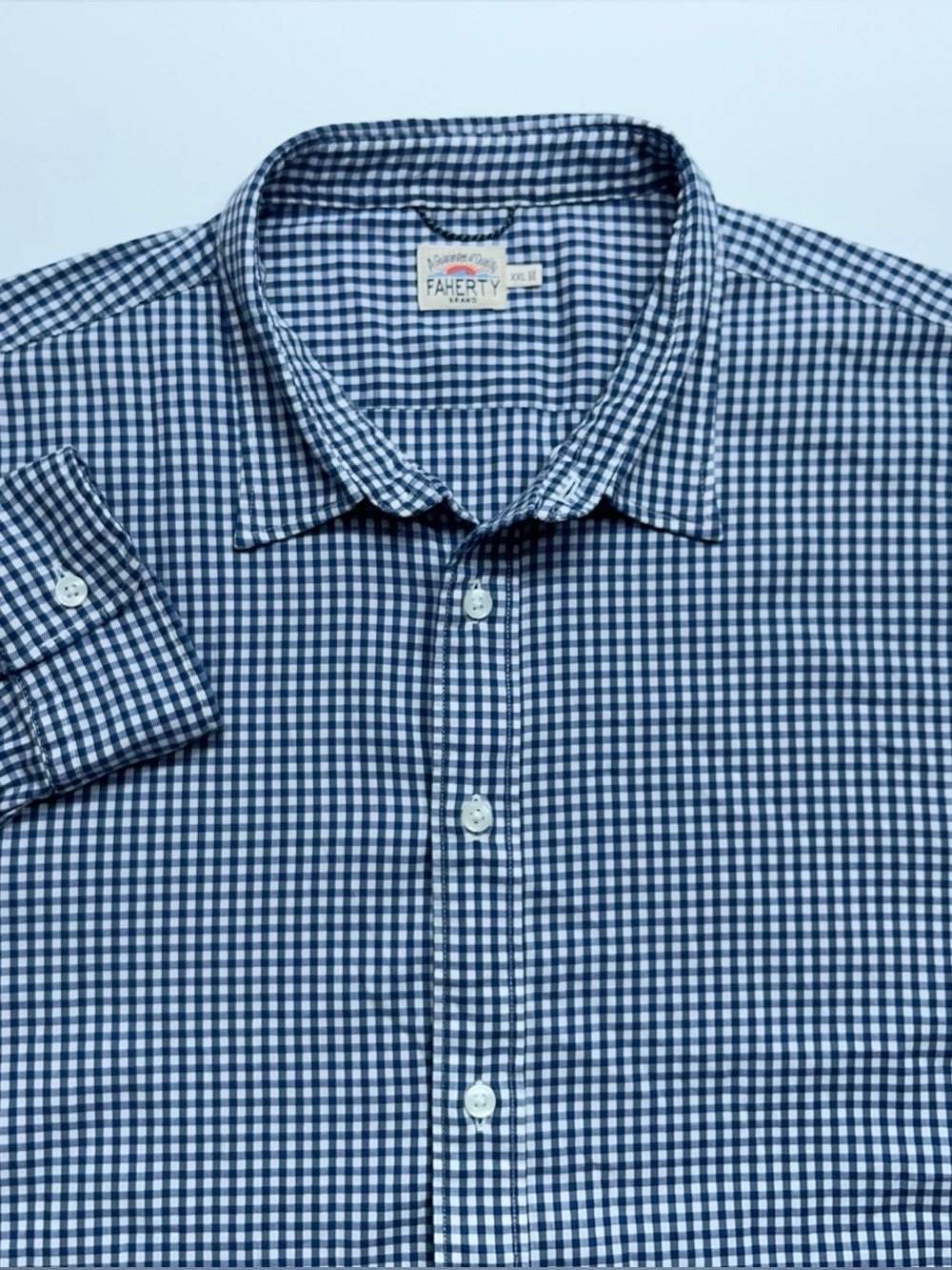 FAHERTY Button Down Shirt Mens Size XXL Long Sleeve Blue Check Huckberry